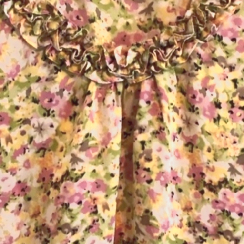 🌷Dainty Floral Satin Sleeveless Ruffles Career Blouse Camisole - XL - Picture 2 of 9